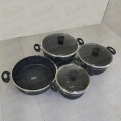 تصویر سرویس 7 پارچه گرانیت ساده مشکی برند لی لوس 