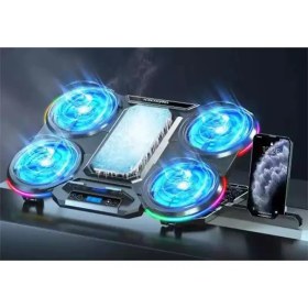 تصویر پایه خنک کننده لپتاپ و تبلت رادیاتوری مدل Q5 Laptop Cooling Pad RGB Gaming Notebook Cooler Z32 Semiconductor Cooling pad