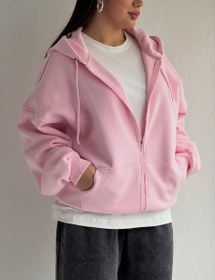 تصویر سوئیشرت زیپی کلاه دار دورس 3 نخ کرک دار رنگبندی 