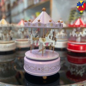 تصویر کاروسل کوکی موزیکال طرح چرخ و فلک و اسب Musical carousel