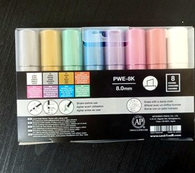 تصویر ست ۸ عددی ماژیک گچی پوسکا ست ۸ عددی ماژیک‌گچی پوسکا. نوک‌۸ میل سرتخت...قابل استفاده بر روی سطوح شیشه،تخته و.....