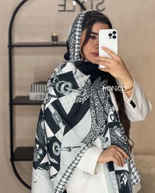 تصویر شال نخ ژاکارد DIOR مشکی طوسی کد1519 