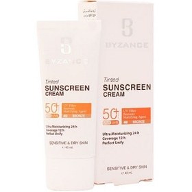 تصویر کرم ضد آفتاب رنگی SPF50 پوست خشک برنز بیزانس 40 میلی لیتر Tinted Sunscreen Cream SPF50 For Dry Skin