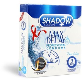 تصویر کاندوم تاخیری دابل فیزیکی گیاهی خاردار 3عددی شادو Shadow Max Delay Professional Condom 3pcs