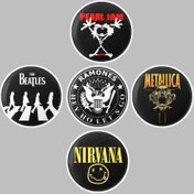 تصویر استیکر لپ تاپ و موبایل گوفی طرح لوگو گروه راک مجموعه 5 عددی 