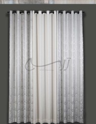 تصویر پرده پانچ پذیرایی ژاکارد پتینه رنگ طوسی 