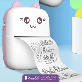تصویر پرینتر حرارتی بی مدل Mini Printer طرح گربه 