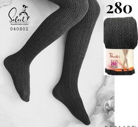 تصویر جورابشلواری بافت مدل گندمی فیری سایز رنگنبدی متنوع Textured tights with a wheat pattern, a variety of colors and sizes