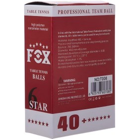 تصویر توپ پینگ پنگ فاکس مدل حرفه ای شش ستاره بسته 6 عددی*26 