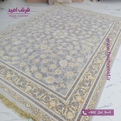 تصویر فرش ماشینی افشان کد ۳۰۵ ۱۲۰۰ شانه طوسی طلایی 