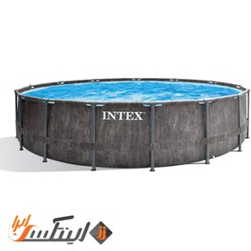 تصویر استخر پیش ساخته برزنتی طرح چوب اینتکس قطر 457 intex 26742