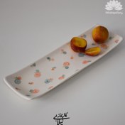 تصویر دیس کشیده سرامیکی شیرینی خوری دستساز نیلابی موجود در 5 طرح