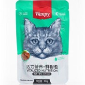 تصویر پوچ گربه ونپی طعم مرغ و میگو وزن ۸۰ گرم Wanpy Chicken & Shrimp Cat Pouch 80 gr