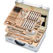 تصویر سرویس قاشق و چنگال جی فی نی مدل 105M ۱۴۲ پارچه استیل سوپر لاکچری 