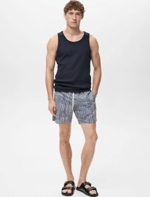 تصویر خرید اینترنتی مایو مردانه آبی مانگو 17021285 Çizgili mayo