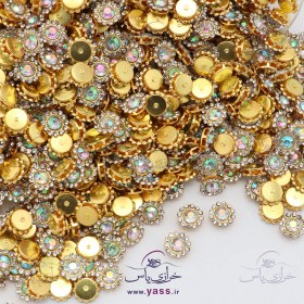 تصویر نگین دوختنی دایره دور نگین نقره ای هفت رنگ 12 * 12 میل (10 عددی) 