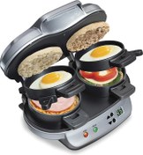 تصویر ساندویچ ساز دوبل صبحانه همیلتون بیچ با تایمر نقره ای (25490) Hamilton Beach Dual Breakfast Sandwich Maker with Timer, Silver (25490)