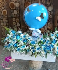 تصویر باکس گل نوزاد رز آبی 