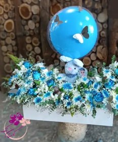 تصویر باکس گل نوزاد رز آبی 