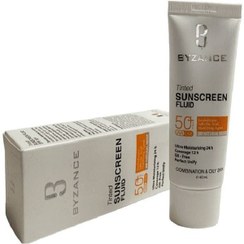 تصویر فلوئید ضد آفتاب رنگی بیزانس SPF50 مناسب پوست چرب حجم ۴۰ میلی لیتر 