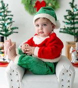 تصویر ست یلدایی نوزاد ست سه تکه بلوز شلوار و کلاه یلدایی و کریسمس - سایز۱ 