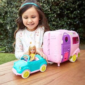 تصویر اسباب بازی دختر کوچک متل آمریکا Dress Up Doll Barbie Chelsea Camper Playset with Doll 