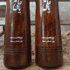 تصویر میل باستانی (سنگین).وزن جفت باهم 30 کیلو.قد85سانت.چوب بسیارسفت ومحکم ون.ارسال رایگان. تعدادمحدود 