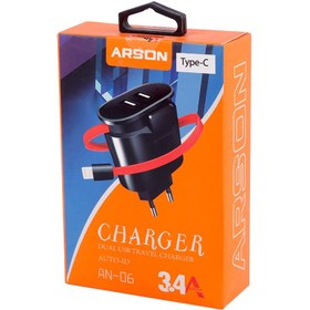 تصویر شارژر سیم وصل تایپ سی Arson AN-06 + دو پورت USB Arson AN-06 Type-C Cable