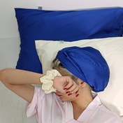 تصویر روبالشتی ابریشم first class رازکوک - آبی کاربنی Silk pillow cases