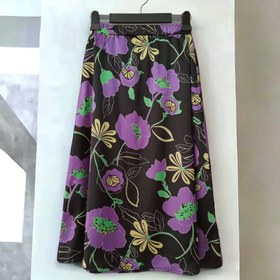 تصویر دامن گلدار کمر کش سایز 32 تا 62 رنگ قد 80 