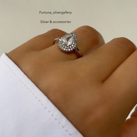 تصویر انگشتر جواهری طرح اشکی زنانه برند ژوپینگ Diamond ring