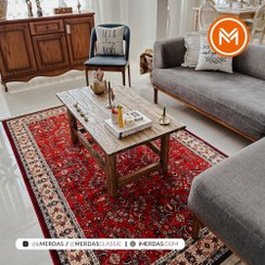 تصویر فرش ماشینی ۱۰۰۰ شانه زمینه قرمز با تراکم ۳۰۰۰ 