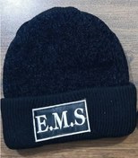 تصویر کلاه بافت زمستانی با گلدوزی آرم EMS 