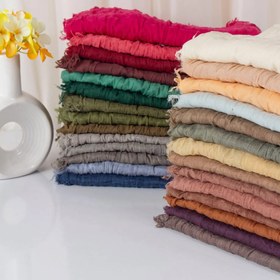 تصویر شال نخی چروک - نارنجی 