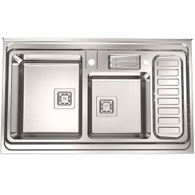 تصویر سینک ظرفشویی استیل البرز مدل 852 روکار دو لگن 