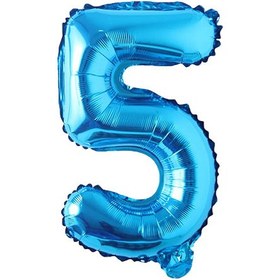 تصویر بادکنک فویلی طرح عدد 5 آبی ا Blue foil balloon number 5 design Blue foil balloon number 5 design