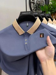 تصویر تیشرت یقه دار کد ۲۲ سایز L و ۳XL رنگ سرمه ای و مشکی و آجری و آبی دودی و سفید و قهوه ای 