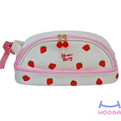 تصویر جامدادی/کیف لوازم آرایشی چرمی طرح توت فرنگی 