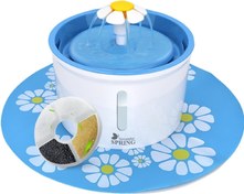 تصویر فواره آب حیوانات خانگی با پنجره تنظیم سطح آب، فواره آب گربه فوق العاده بی صدا، سالم و بهداشتی، به سبک گل، فواره آبخوری ۳ حالته، با ۱ فیلتر کربنی و ۱ زیرانداز سیلیکونی بزرگ، آبی Pet Water Fountain with Water Level Window, Ultra Silent Healthy and Hygienic Cat Waterfall Flower Style Fountain, 3 Modes Drinking Fountain, with 1 Carbon Filter and 1 Large Silicone Mat, Blue