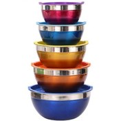 تصویر کاسه استیل ۵ تیکه سر دار رنگی یونیک مدل 250 