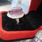 تصویر انگشتر زنانه نقره با نگین عقیق سوسنی 