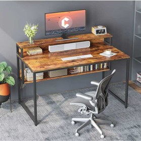 تصویر میز تحریر؛کامپیوتر چوب فلز مدل راد - کلیاف روشن / مشکی writing desk, metal wood computer, Rod model