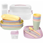 تصویر سبد پیک نیک 42 پارچه لیمون مدل مسافرتی کد 243827 - کرم 