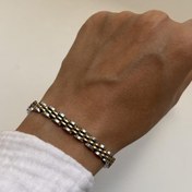 تصویر دستبند استیل رولکس رنگ طلایی-نقره ای 6 میل 