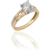 تصویر حلقه زرد تک نگین سولیتر 