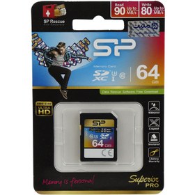 تصویر رم اس دی 64 گیگ سیلیکون پاور Silicon Power Superior Pro U3 C10 90MB/s Silicon Power Superior Pro U3 C10 64GB SD Memory Card