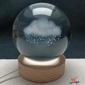 تصویر چراغ خواب گوی کریستالی طرح ابرو باران Light
