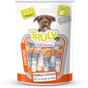 تصویر تشویقی سگ ترولی (ونپی) مدل استیک ماهی و سیب زمینی ، Nibble Sticks وزن ۹۰ گرم truly Nibble Sticks Dog treats