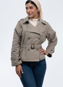 تصویر کت بارانی یقه انگلیسی گردویی Goretex jacket with English collar,Walnut