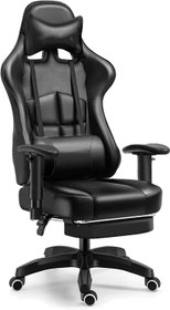 تصویر Chulovs Gaming Office Chair with Footrest Ergonomic Leather Video Game Chair Adjustable Armrest High Back Gamer Chair with Headrest and Lumbar Support (Black) - ارسال 15 الی 20 روز کاری 